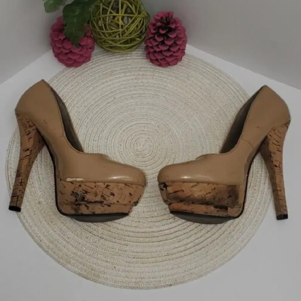 🔥4/$25 MICHAEL ANTONIO TAN CORKSCREW PLATFORM HIGH HEELS, 7.5